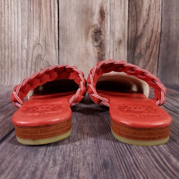 Elf Sea Escape Slide Sandals Womens Size 9 Made By Hand Red Leather - Picture 9 of 12